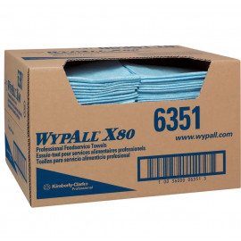 Wypall® X80 Foodservice Towels (06351), Blue, Quarter-Fold Extended Use Cloths, 1 Box / Case, 150 Sheets / Box (150 Sheets)