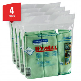 WypAll® Microfiber Cloths (83630), Green, Reusable, 4 Packs / Case, 6 Cloths / Bag (24 Cloths)