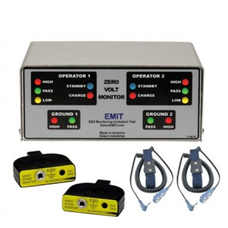 DESCO #50537 - Zero Volt Continuous Monitor With (2) 19690 Wrist Strap Kits, No Adapter